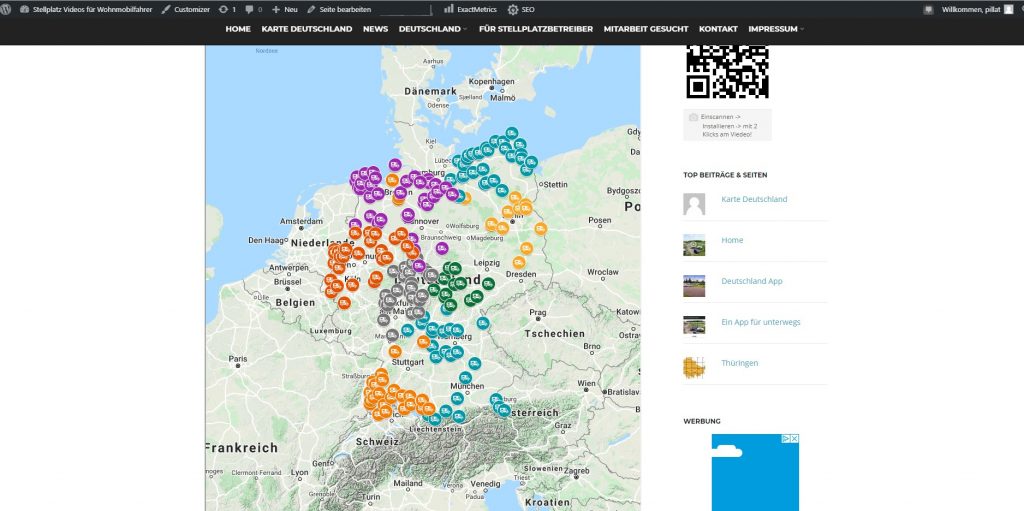Karte Deutschland | Stellplatz Videos für Wohnmobilfahrer